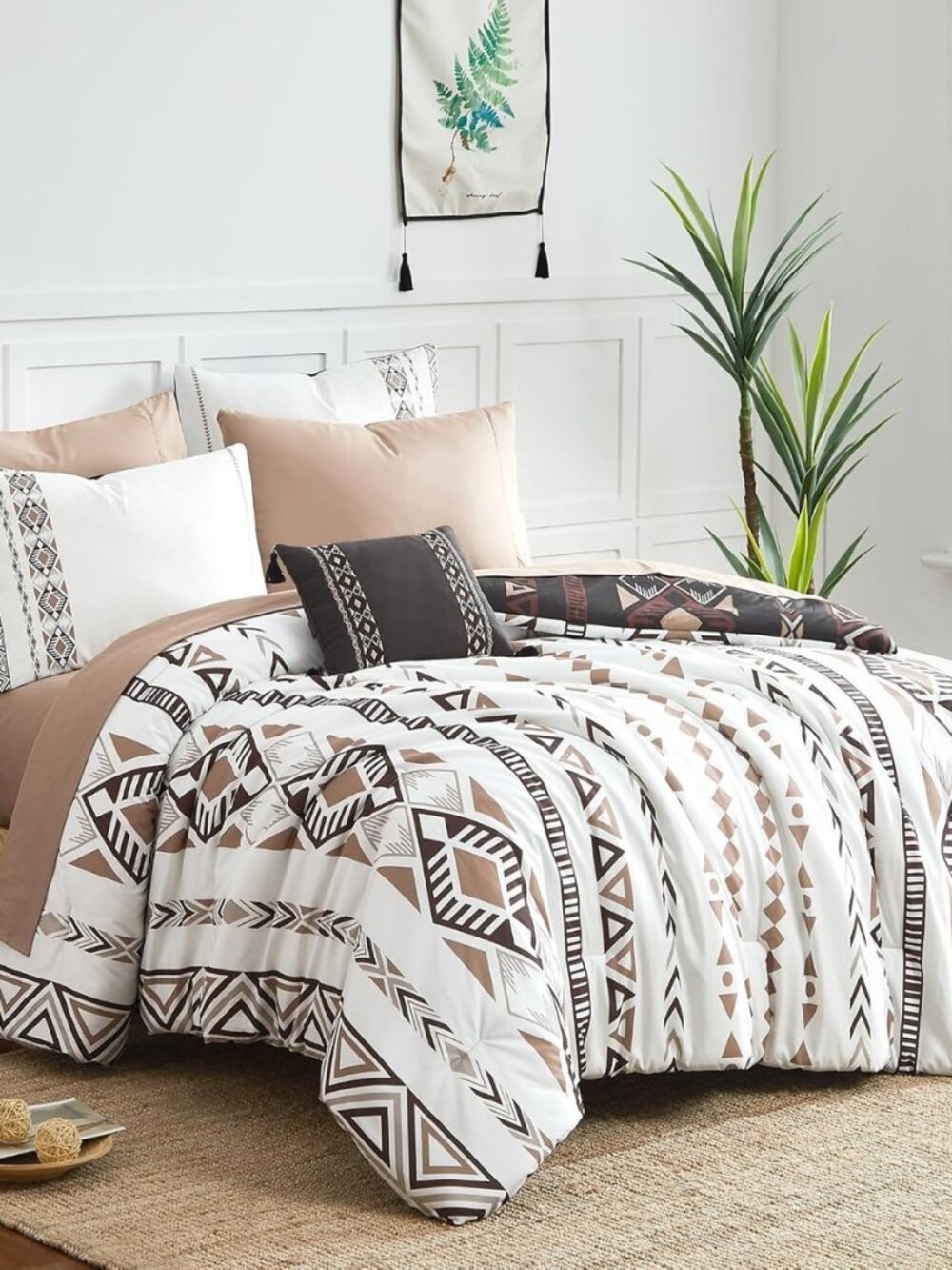 Queen Comforter Set - 7 Pieces Western Bedding Set Reversible Bed in A Bag